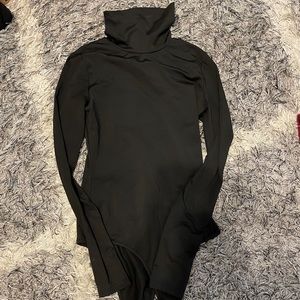 Black turtleneck bodysuit